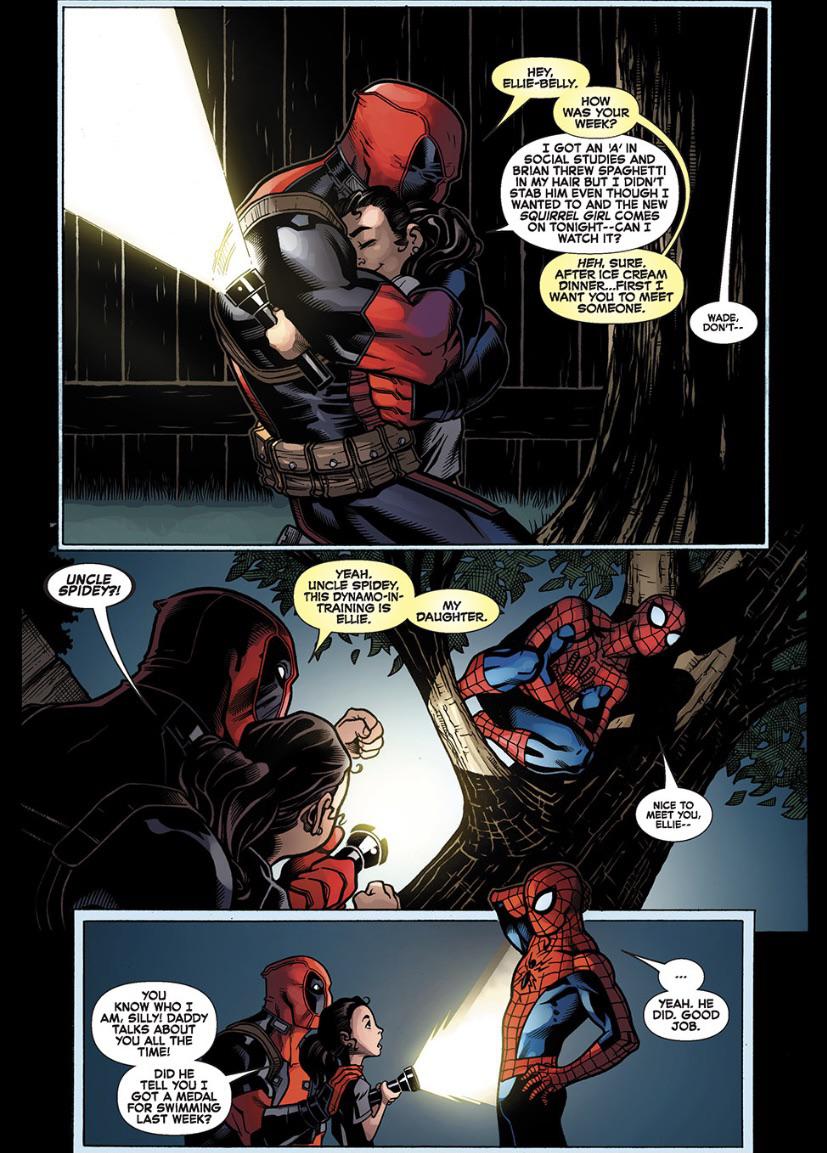 Deadpool introduces his daughter Ellie to Spider-Man